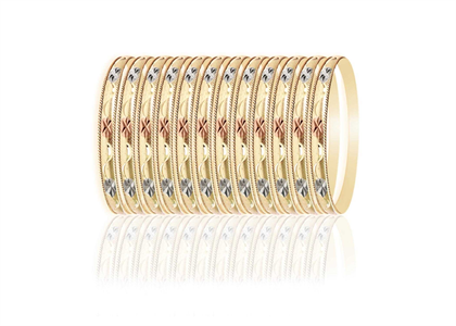 Three Tone Plated Side Veni Bangles